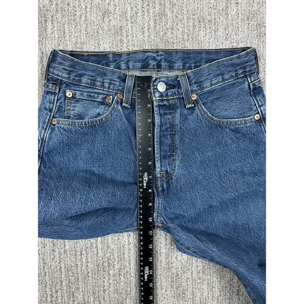 Levis 501 Jeans Mens 29x30 (fits 29x29) Blue Dark Wash Button Fly Straight Leg